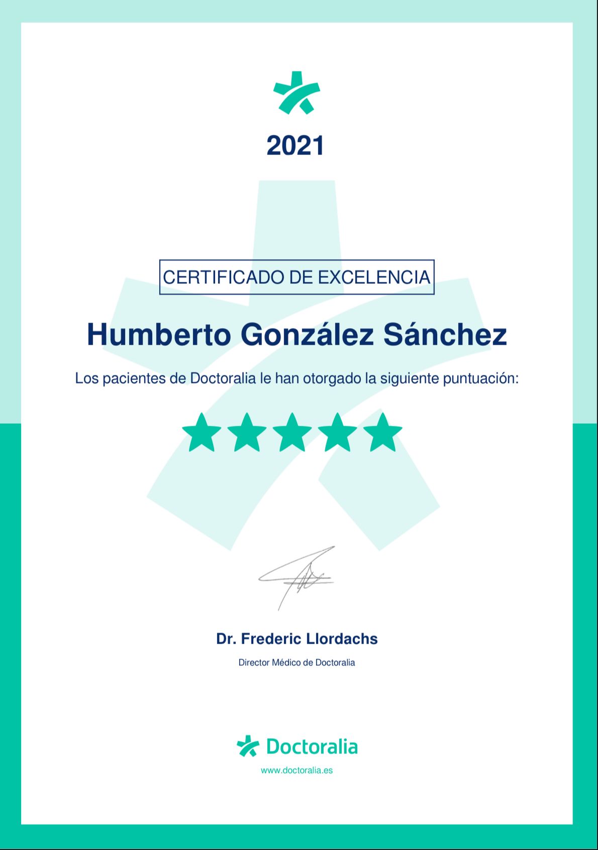 Certificado a la excelencia 2021